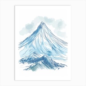 Mount Yasur Vanuatu Color Line Drawing (8) Art Print