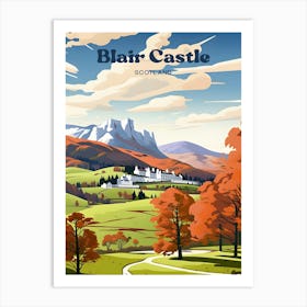 Blair Castle Scotland Autumn Modern Travel Illustration Art Print