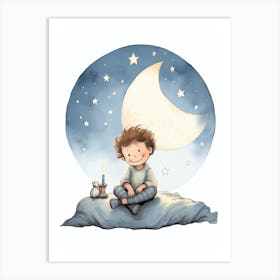 Little Boy In The Moonlight Art Print