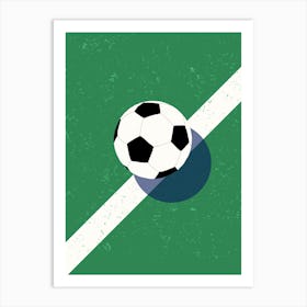 Soccer Ball On The Green Line Art Print