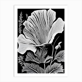 Poppy Leaf Linocut 1 Art Print