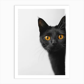 Black Cat Peeking 1 Art Print