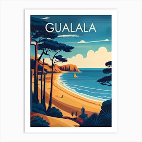 Gualala California Retro 1 Art Print