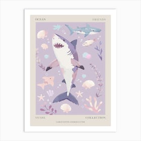 Purple Largetooth Cookiecutter Shark Illustration 1 Poster Art Print