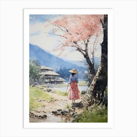 Kairakuen Japan Watercolour Painting 2 Art Print