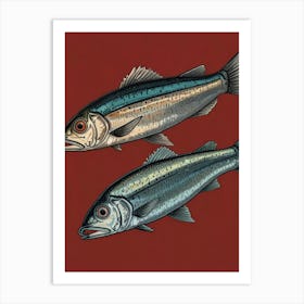 Two Fish On A Red Background 2 Art Print