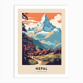Poon Hill Trek Nepal 6 Vintage Hiking Travel Poster Art Print