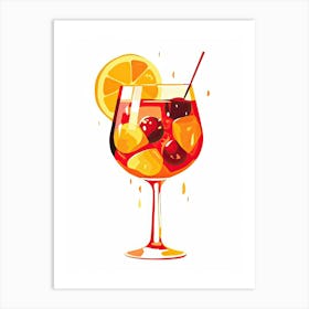 Illustration Sangria Floral Infusion Cocktail 3 Art Print