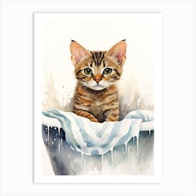 Begal Cat In Bathtub Bathroom 1 Art Print