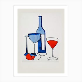 Blue Monday Picasso Line Drawing Cocktail Poster Art Print