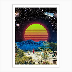 Synthwave space vintage retro collage #4 1 Art Print