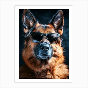 German Shepherd Dog In Sunglasses.Generated AI. Art Print 2 Art Print