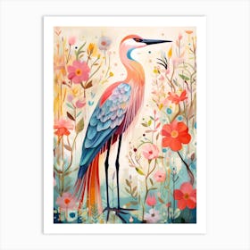 Bird Painting Collage Egret 1 Art Print