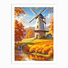 Autumn Windmill Art Print