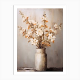 Freesia, Autumn Fall Flowers Sitting In A White Vase, Farmhouse Style 2 Art Print