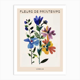 Spring Floral French Poster  Lobelia 1 Art Print