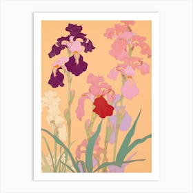 Irises Flower Big Bold Illustration 3 Art Print