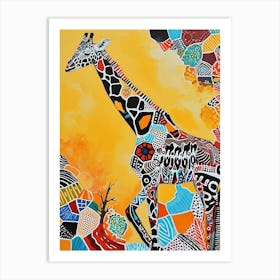 Giraffe Geometric Pattern 1 Art Print
