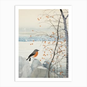 Winter Bird Painting Cowbird 2 Art Print