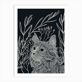 Selkirk Rex Cat Minimalist Illustration 1 Art Print