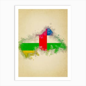 Central African Republic Flag Vintage Art Print