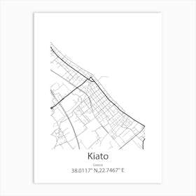 Kiato,Greece Minimalist Map Art Print