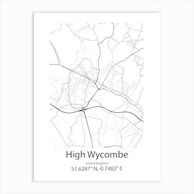 High Wycombe,United Kingdom Minimalist Map Art Print