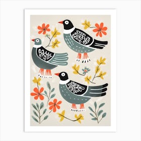 Folk Style Bird Painting Grey Plover 4 Art Print
