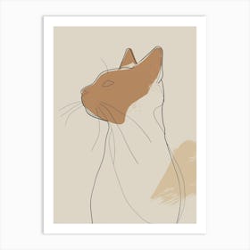 Siamese Cat - Boho, Line Art Art Print