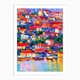 Port Of Rijeka Croatia Brushwork Painting harbour Art Print