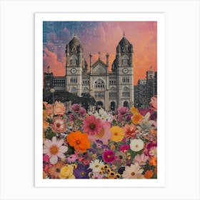 Mumbai   Floral Retro Collage Style 3 Art Print