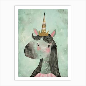 Pastel Unicorn Princess Storybook Style Art Print