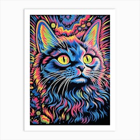 Cosmic Purrsuit, Psychedelic Cats series Art Print