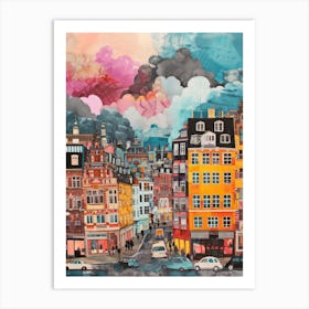 Copenhagen   Retro Collage Style 1 Art Print