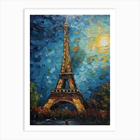 Eiffel Tower Paris France Vincent Van Gogh Style 24 Art Print