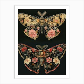 Butterfly Night Symphony William Morris Style 4 Art Print