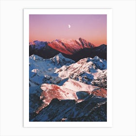 Early Moon Above The Mountains Art Print