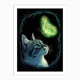 Butterfly Cat 2 Art Print