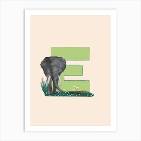 Letter E Elephant Art Print