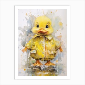 Paint Splash Duckling In A Raincoat 1 Art Print