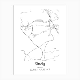 Sinzig,Germany Minimalist Map Art Print