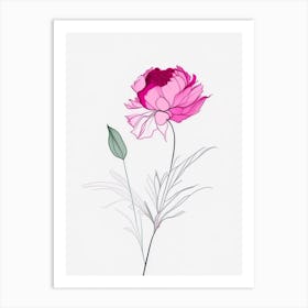 Peony Floral Minimal Line Drawing Flower Art Print