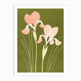 Pink & Green Iris 2 Art Print