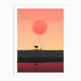 Cows At Sunset Art Print