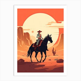 Minimalist Cowgirl Desert Sunset 2 Art Print