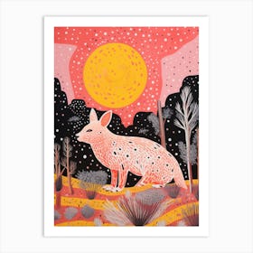 Linocut Polka Dot Inspired Animal In The Wild 2 Art Print