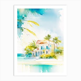 Turks And Caicos Watercolour Pastel Tropical Destination Art Print