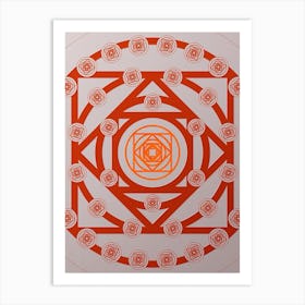 Aauvs Geometric Abstract Glyph Circle Array In Tomato Red N Art Print