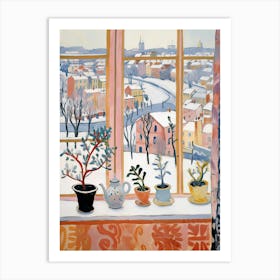 The Windowsill Of Budapest   Hungary Snow Inspired By Matisse 3 Art Print