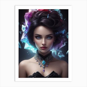 Beautiful Woman With Crystals Art Print